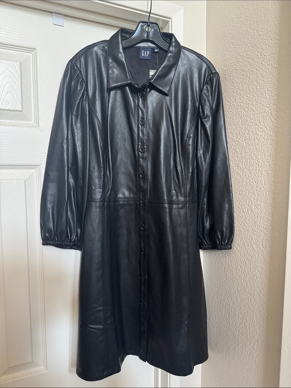 Gap Vegan Leather Puff Sleeve Mini Dress
